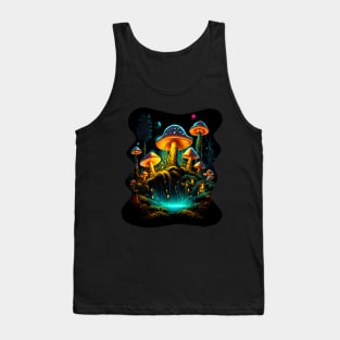 Cottagecore Psychedelic Colors Moon Mushroom Village Tank Top